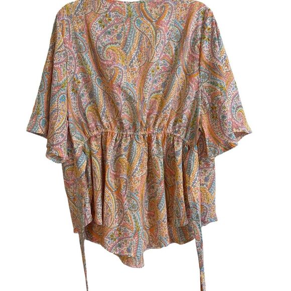 SHEIN VCAY Plus-Size Vacation Casual‎ Paisley Print Short-Sleeved Shirt Size 4X - Picture 4 of 10